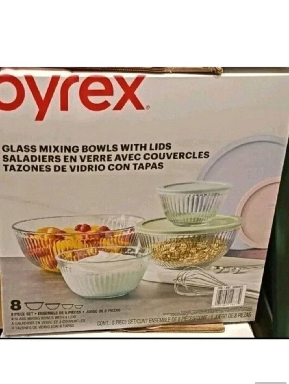 Pyrex 8-piece Glass Mixing Bowls with Lids